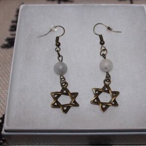 Antique Style Gold Star Earrings